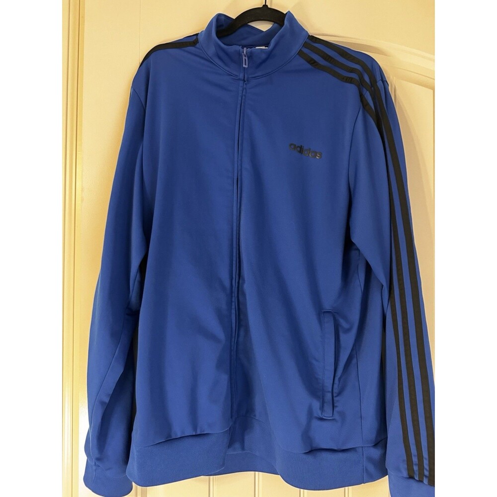 Adidas Essentials 3 Stripes Tricot Track Jacket Mens XL Blue Black DU0449